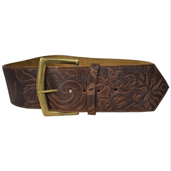 Topshop Accessories - TopShop Vintage-Inspired‎ Tooled Leather Belt with Brass Buckle